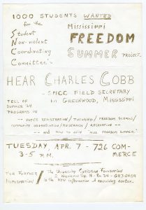 Poster of 1000 Students Wanted For The SNCC Mississippi Freedom Summer Project