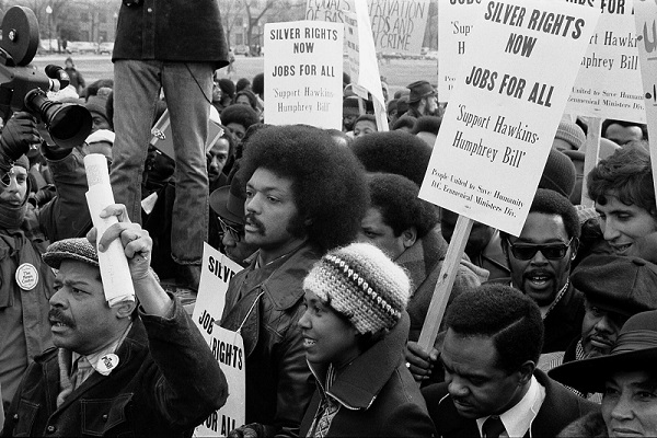 Jesse Jackson at a Hawkins-Humphrey Bill Rally on January 15, 1975